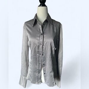 Gerry Weber Women’s Black White Striped Office Siren Button Down Blouse 38